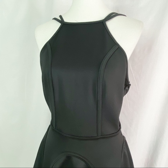 Nasty Gal Black High Neck Halter Strappy Back Mini Dress Med - Picture 2 of 7